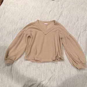 Pink Lily long sleeve waffle knit top
